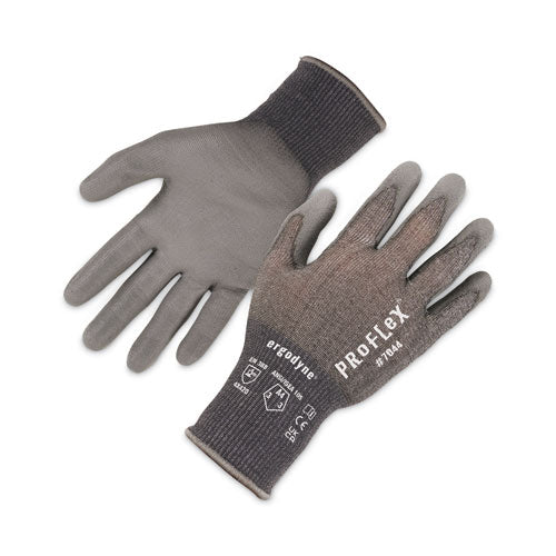 Proflex 7044 Ansi A4 Pu Coated Cr Gloves, Gray, Small, 12 Pairs/pack