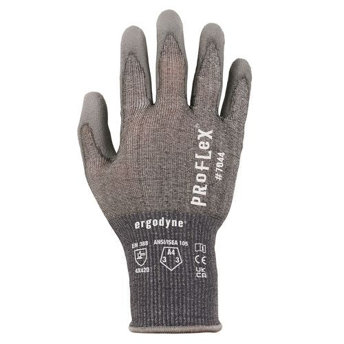 Proflex 7044 Ansi A4 Pu Coated Cr Gloves, Gray, X-small, Pair