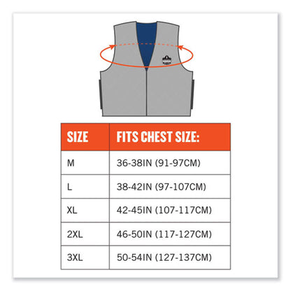 Chill-its 6665 Embedded Polymer Cooling Vest With Zipper, Nylon/polymer, Large, Gray