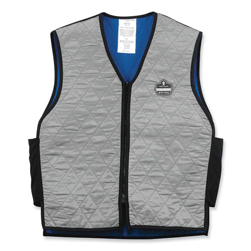 Chill-its 6665 Embedded Polymer Cooling Vest With Zipper, Nylon/polymer, 3x-large, Gray