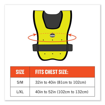 Chill-its 6687 Economy Dry Evaporative Cooling Elastic Waist Vest, Nylon, Small/medium, Lime