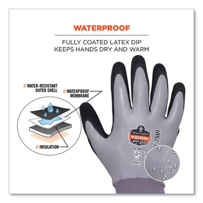 Proflex 7501-case Coated Waterproof Winter Gloves, Gray, X-large, 144 Pairs/carton