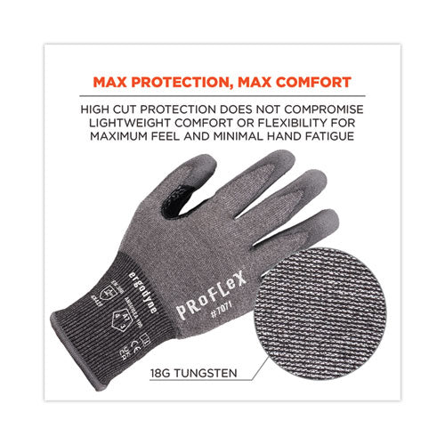 Proflex 7071 Ansi A7 Pu Coated Cr Gloves, Gray, Small, 12 Pairs/pack