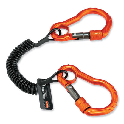 Squids 3166 Coiled Tool Lanyard With Two Carabiners, 2 Lb Max Working Capacity, 12" Long, Black