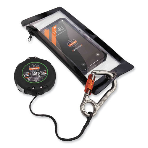 Squids 3010 Retractable Lanyard With Locking Carabiner + Belt Clip, 5 Lb Max Working Capacity, 48" Long, Black