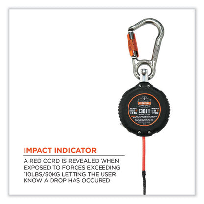 Squids 3011 Retractable Lanyard With Tool + Swivel Anchor Carabiners, 8 Lb Max Working Capacity, 48" Long, Black