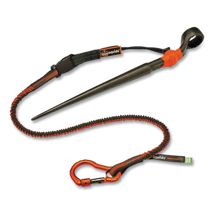 Squids 3102f(x) Tool Lanyard With Aluminum Carabiner + Cinch-loop, 5 Lb Max Working Capacity, 38" To 48", Orange/gray