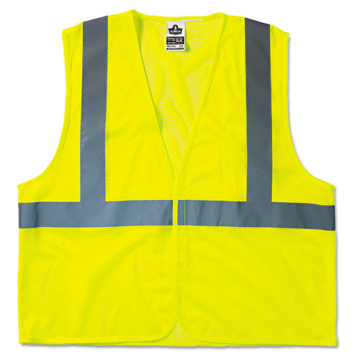 Glowear 8210hl Class 2 Economy Vest, Polyester Mesh, Hook Closure, Large To X-large, Lime