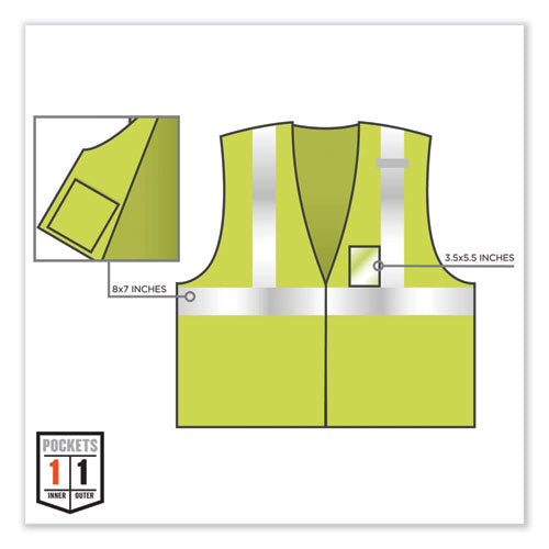 Glowear 8216ba Class 2 Breakaway Mesh Id Holder Vest, Polyester, 4x-large/5x-large, Lime