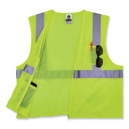 Glowear 8256z Class 2 Self-extinguishing Zipper Vest, Polyester, 4x-large/5x-large, Lime