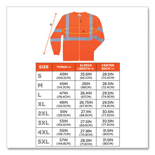 Glowear 8391 Class 3 Hi-vis Long Sleeve Shirt, Polyester, Orange, Large