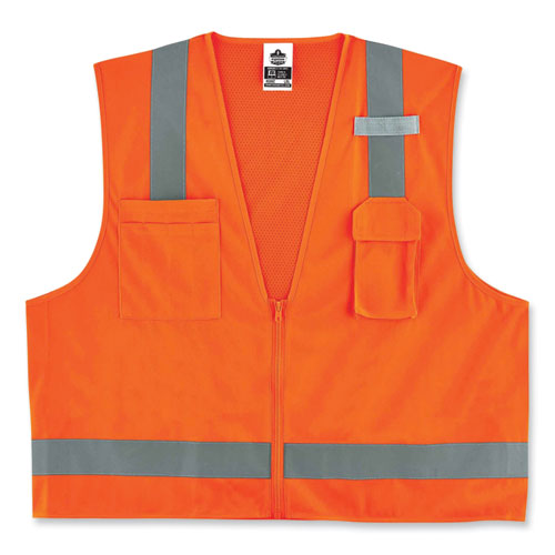 Glowear 8249z Class 2 Economy Surveyors Zipper Vest, Polyester, Large/x-large, Orange