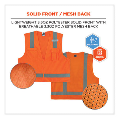 Glowear 8249z Class 2 Economy Surveyors Zipper Vest, Polyester, Large/x-large, Orange