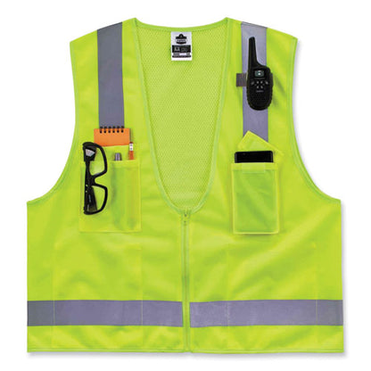 Glowear 8249z Class 2 Economy Surveyors Zipper Vest, Polyester, X-small, Lime