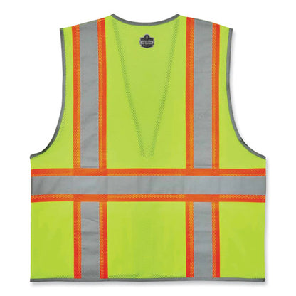 Glowear 8246z Class 2 Two-tone Mesh Reflective Binding Zipper Vest, Polyester, Large/x-large, Lime