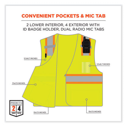 Glowear 8246z Class 2 Two-tone Mesh Reflective Binding Zipper Vest, Polyester, Large/x-large, Lime