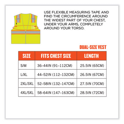 Glowear 8246z Class 2 Two-tone Mesh Reflective Binding Zipper Vest, Polyester, 2x-large/3x-large, Lime