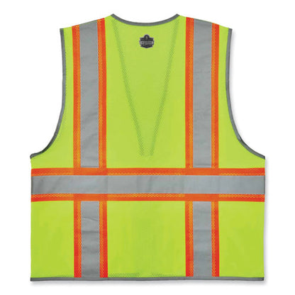 Glowear 8246z Class 2 Two-tone Mesh Reflective Binding Zipper Vest, Polyester, 2x-large/3x-large, Lime