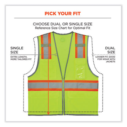 Glowear 8246z Class 2 Two-tone Mesh Reflective Binding Zipper Vest, Polyester, 2x-large/3x-large, Lime