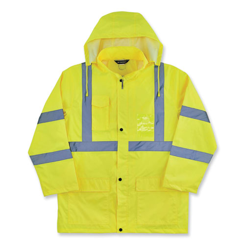 Glowear 8366 Class 3 Lightweight Hi-vis Rain Jacket, Polyester, Medium, Lime