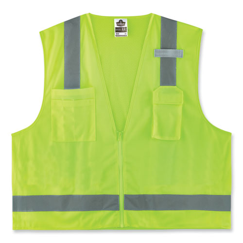 Glowear 8249z-s Single Size Class 2 Economy Surveyors Zipper Vest, Polyester, X-small, Lime