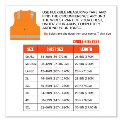 Glowear 8249z-s Single Size Class 2 Economy Surveyors Zipper Vest, Polyester, Medium, Orange