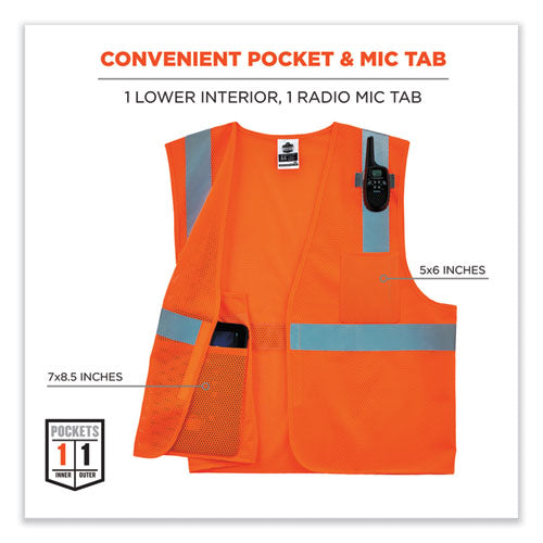 Glowear 8210hl-s Single Size Class 2 Economy Mesh Vest, Polyester, 4x-large, Orange