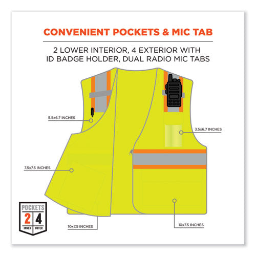 Glowear 8246z-s Single Size Class 2 Two-tone Mesh Vest, Polyester, 3x-large, Lime