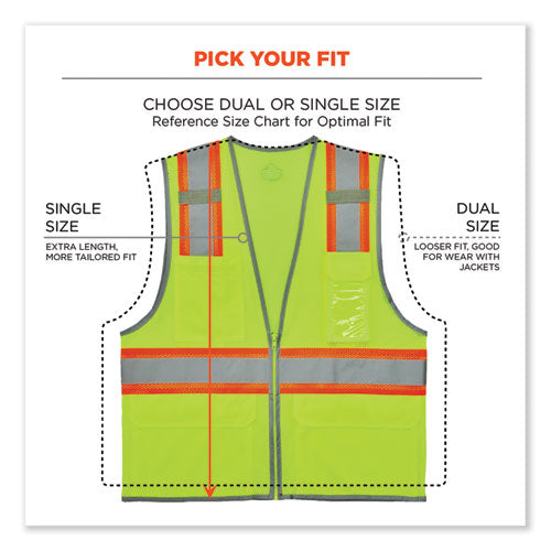 Glowear 8246z-s Single Size Class 2 Two-tone Mesh Vest, Polyester, 4x-large, Lime