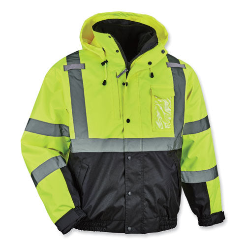 Glowear 8381 Class 3 Hi-vis 4-in-1 Quilted Bomber Jacket, Lime, 5x-large