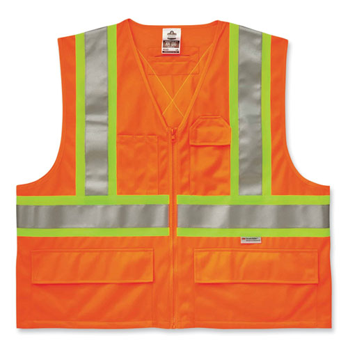 Glowear 8235zx Class 2 Two-tone X-back Vest, Polyester, 2x-large/3x-large, Orange