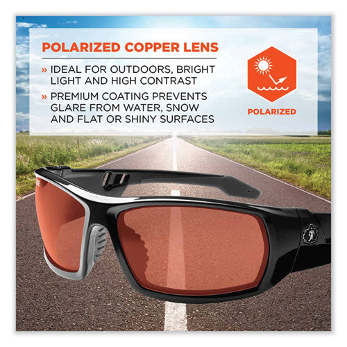 Skullerz Odin Safety Glasses, Black Nylon Impact Frame, Polarized Copper Polycarbonate Lens