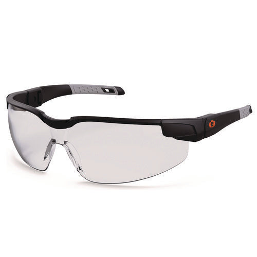 Skullerz Dellenger Safety Glasses With Adjustable Temples, Matte Black Nylon Impact Frame, Clear Polycarbonate Lens