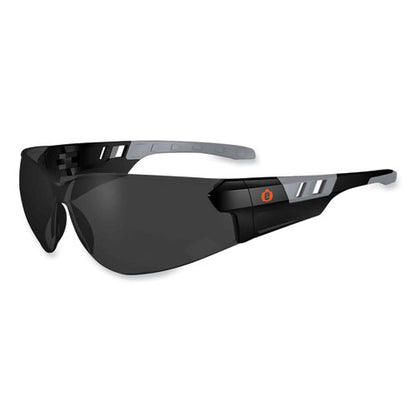 Skullerz Saga Frameless Safety Glasses, Matte Black Nylon Impact Frame, Smoke Polycarbonate Lens