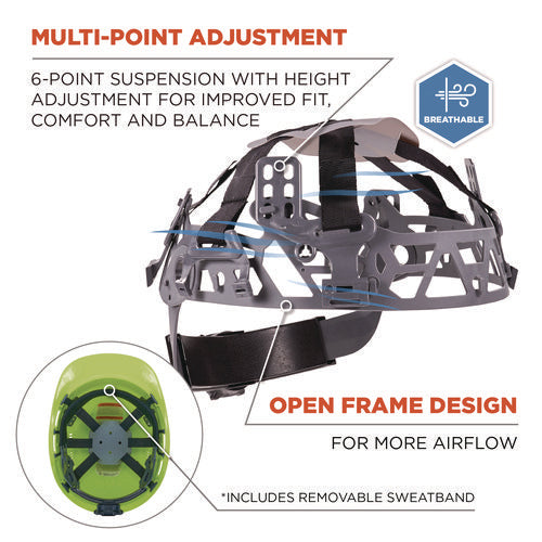 Skullerz 8966 Class C Lightweight Cap-style Hard Hat, Adjustable Venting, 6-point Rachet Suspension, Lime