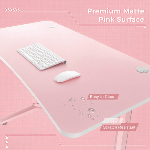 Cute Gaming Desk, 47" X 23.63" X 30.13", Pink