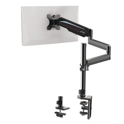 Single Monitor Arm, For 32" Monitors, 90 Deg Rotation, 35 Deg Tilt, 360 Deg Pan, Black, Supports 17.6 Lbs