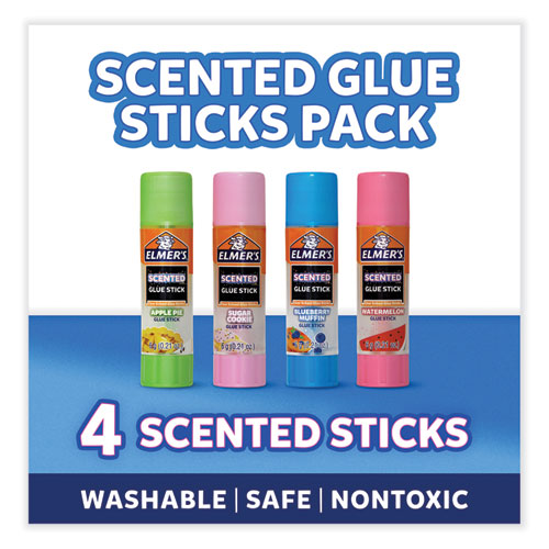 Scented Glue Sticks, 0.21 Oz, Dries In Assorted Colors, 4 Scents