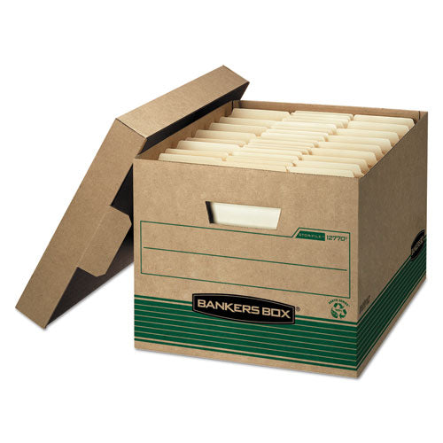 Stor/file Medium-duty 100% Recycled Storage Boxes, Letter/legal Files, 12.5" X 16.25" X 10.25", Kraft/green, 12/carton