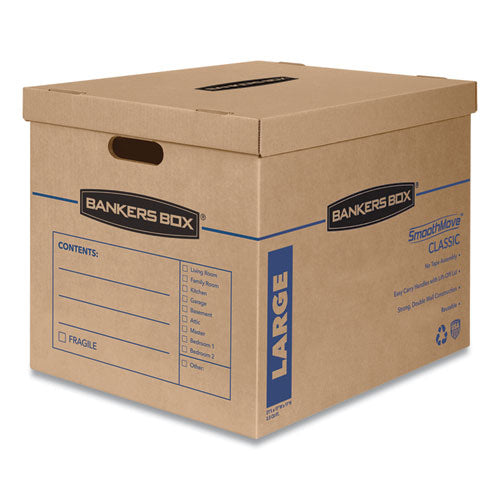 Smoothmove Classic Moving/storage Boxes, Half Slotted Container (hsc), Large, 17" X 21" X 17", Brown/blue, 5/carton