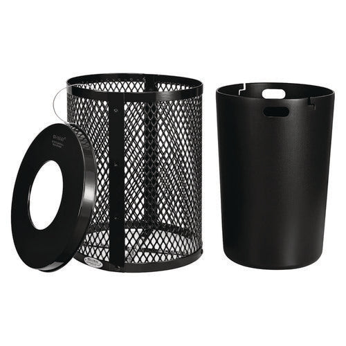 Outdoor Diamond Steel Trash Can, 36 Gal, Black