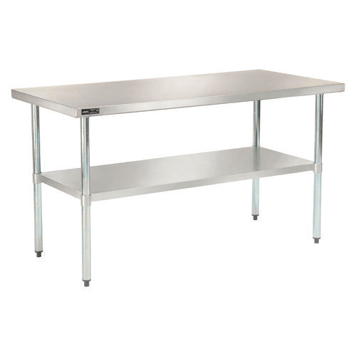 Work Table With Undershelf, Rectangular, 60 X 30 X 35, Silver Top, Silver Base/legs