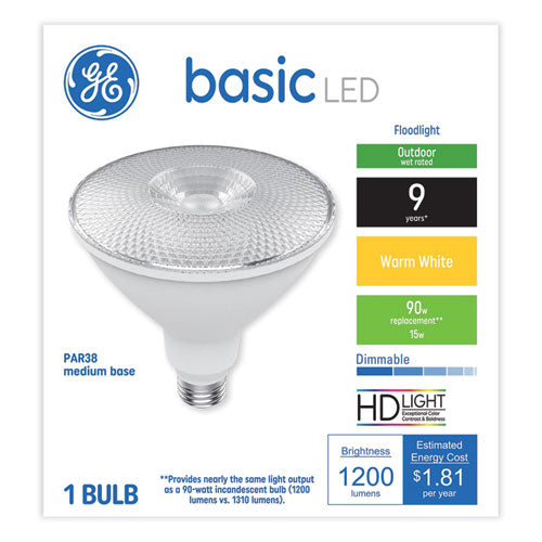 Basic Led Dimmable Outdoor Flood Light Bulbs, Par38, 15 W, Warm White