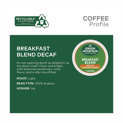 Breakfast Blend Decaf Coffee K-cups, 48/box