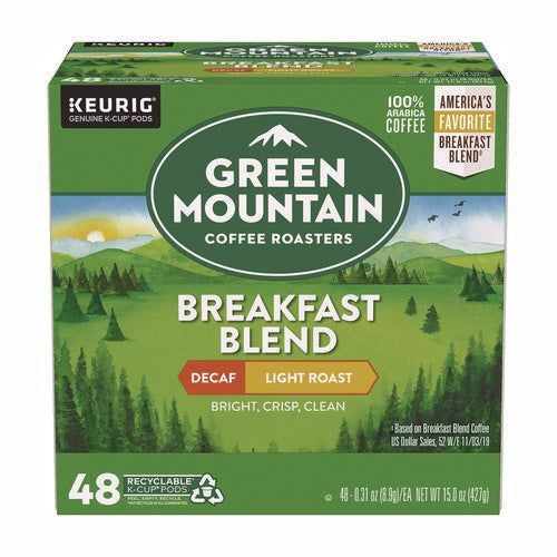 Breakfast Blend Decaf Coffee K-cups, 48/box