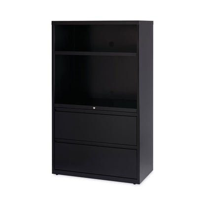 Combo Bookshelf/lateral File Cabinet, 2 Shelves (1 Adjustable), 2 Letter/legal Drawers, Black, 36 X 18.62 X 60