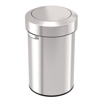 Swing Top Trash Can, 17 Gal, Stainless Steel, Silver