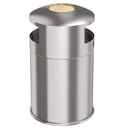 Extra-large Dual Side-entry Trash Can, Indoor, 50 Gal, Stainless Steel, Silver