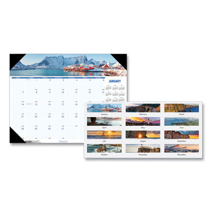 Earthscapes Recycled Monthly Desk Pad Calendar, Coastlines Photos, 22 X 17, Black Binding/corners,12-month (jan-dec): 2024