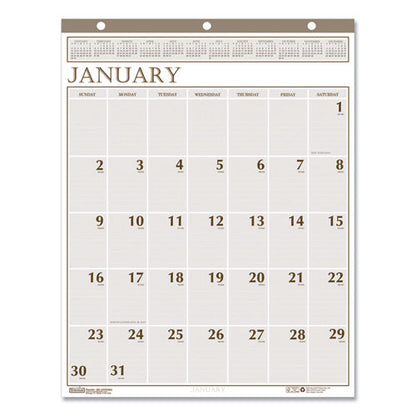 Large Print Recycled Monthly Wall Calendar, 20 X 26, Beige Sheets, 12-month (jan To Dec): 2024
